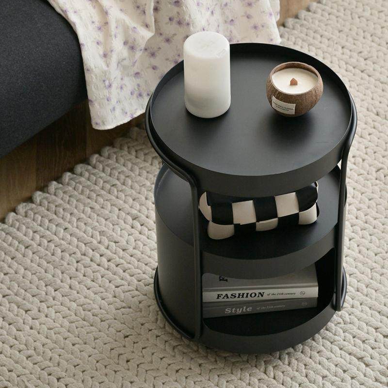 铁梵奶油风可移动边几小圆桌客厅迷你茶几床头桌子沙发边旁置物架