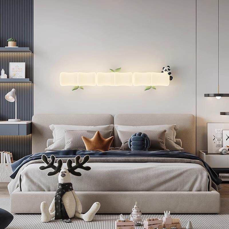 壁灯卧室床头灯简约温馨创意小竹子主卧墙灯新款奶油风儿童房壁灯