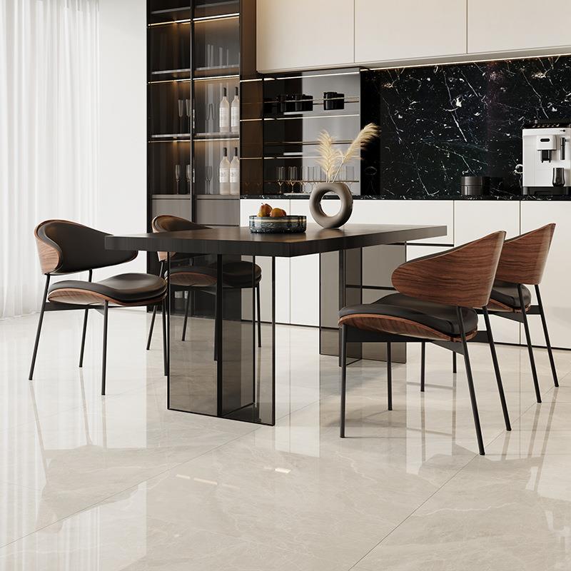 全托岩板餐桌轻奢现代简约亚克力悬浮长方形桌子高级感家用餐桌椅