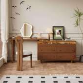 GYA2025新款 法式 田园实木梳妆台带柜可伸缩中古风卧室收纳二合一