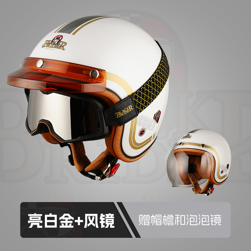 BEON复古摩托半盔3C认证头盔高颜