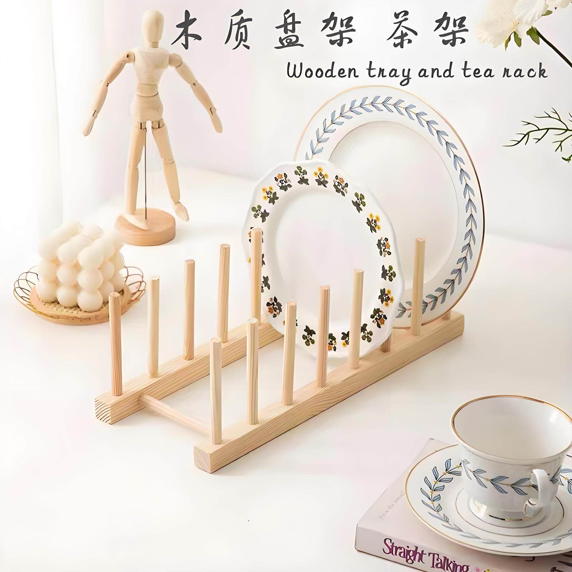 实木沥水架木质盘架碗碟架碟架厨房置物架碗盘收纳架厂家现货