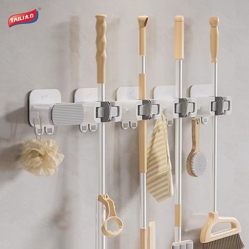 免打孔扫把墙上挂钩地拖布收纳
