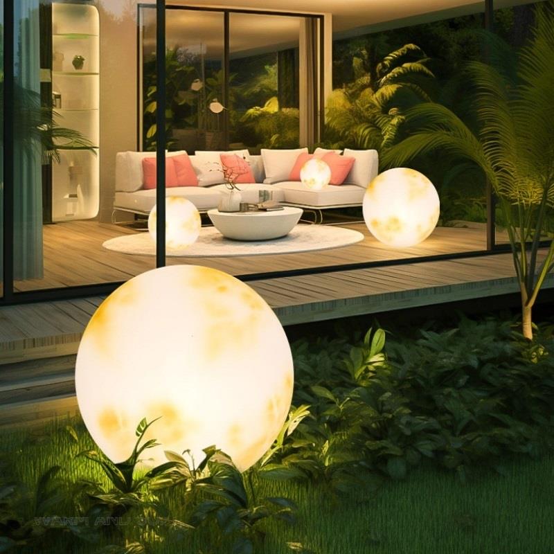太阳能月球灯户外落地星球灯阳台花园布置现代景观装饰造景球灯
