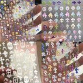 爆款 彩色十字架浮雕美甲贴纸马卡龙简约十字星ins背胶指甲装 饰贴