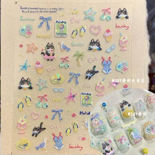 可爱新款夏日小猫蝴蝶结diy装饰