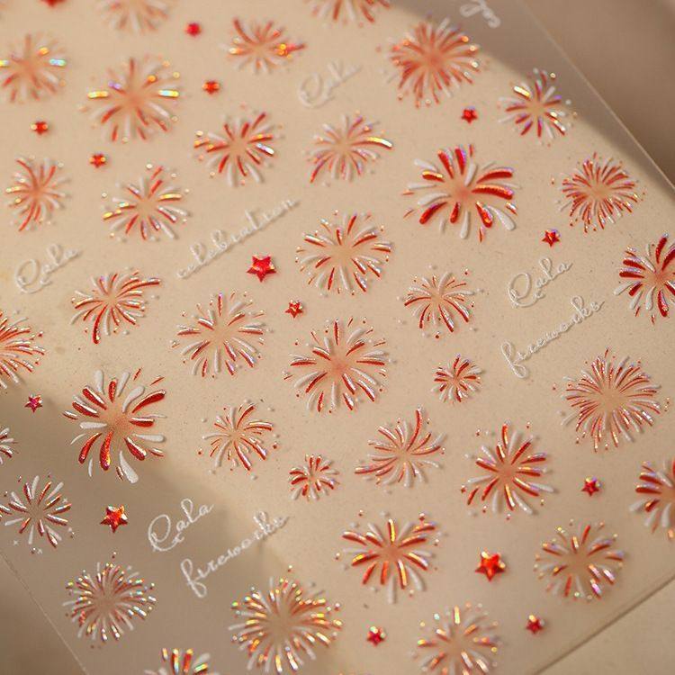 小红书同款新年烟花美甲贴纸闪亮梦幻炫彩贝壳光仙气烟花指甲贴纸,彩妆/香水/美妆工具,美甲工具,淘宝优惠券,粉丝福利购,淘宝优惠卷