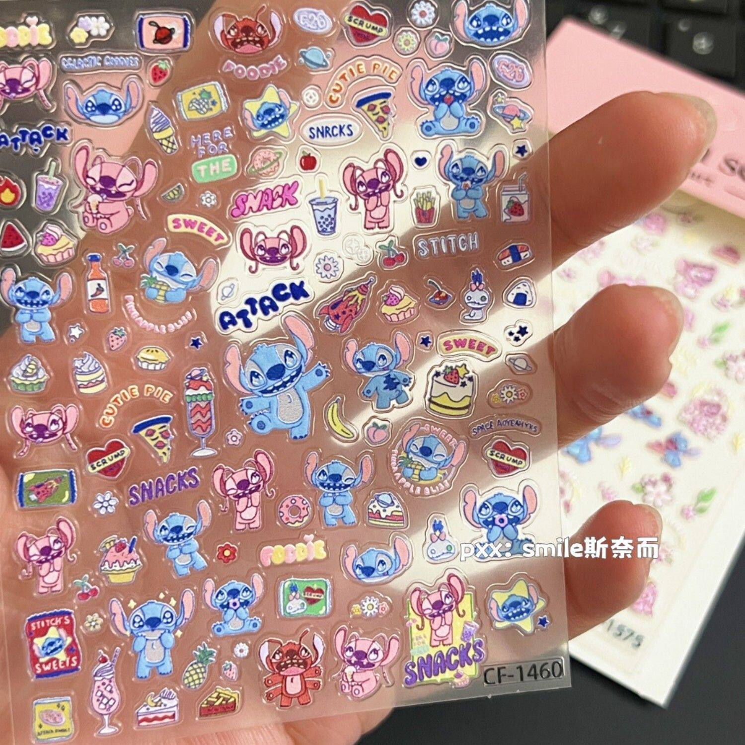 新款可爱星际立体宝贝浮雕美甲贴纸卡通史迪仔女孩diy指甲ccd装饰