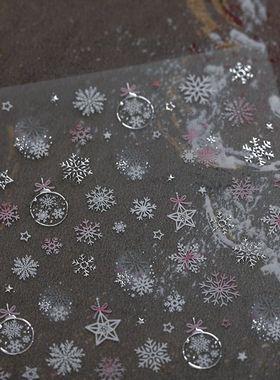 美甲ins圣诞白色爆款雪花贴纸浮雕立体圣诞节梦幻装饰品指甲