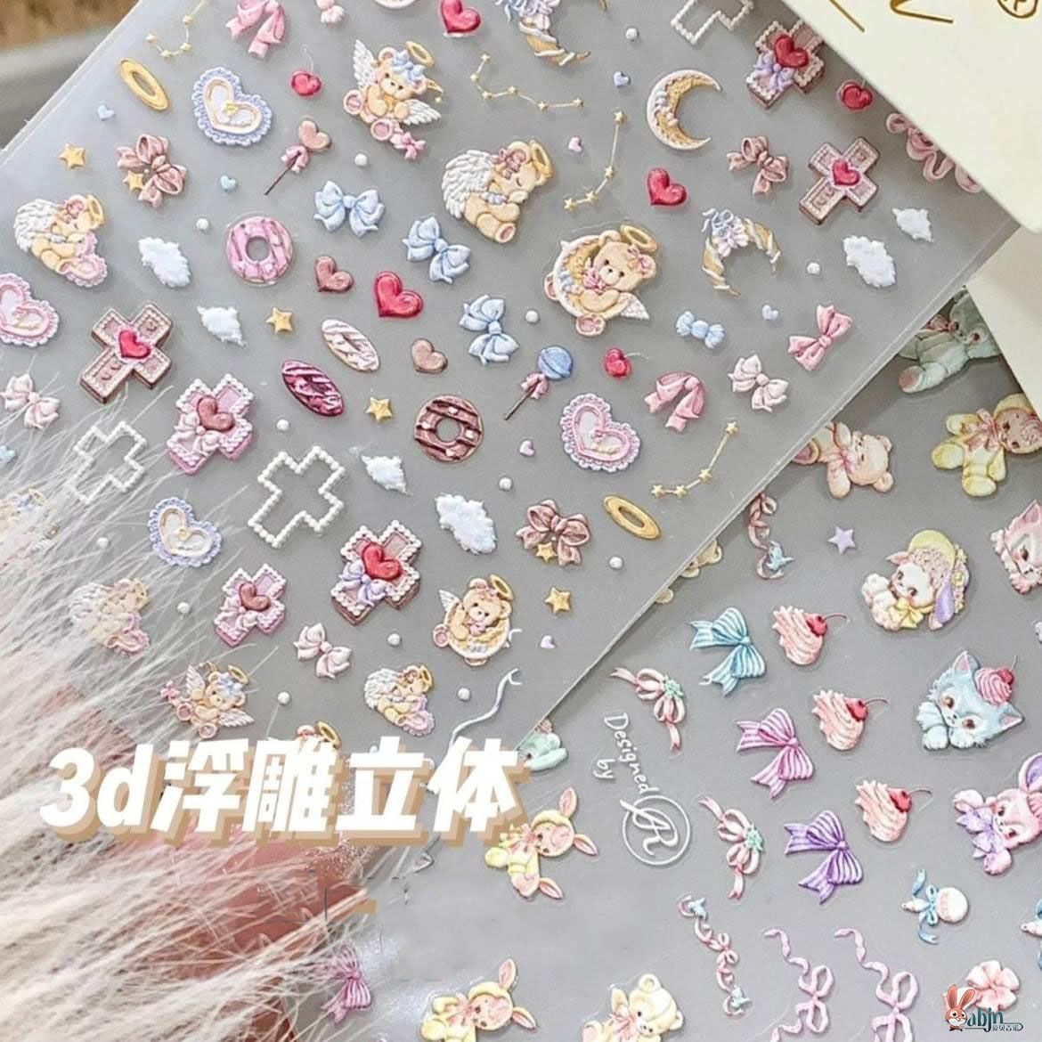 ins云端天使云朵天使美甲贴纸diy水杯手机贴浮雕立体贴纸巴洛克