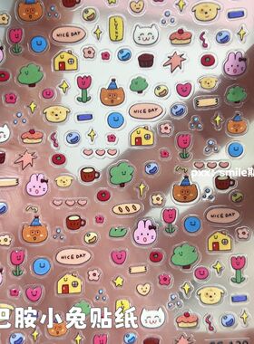 2025新款多巴胺小兔果冻美甲贴纸迷你小兔家园diy笔杆水杯ccd咕卡