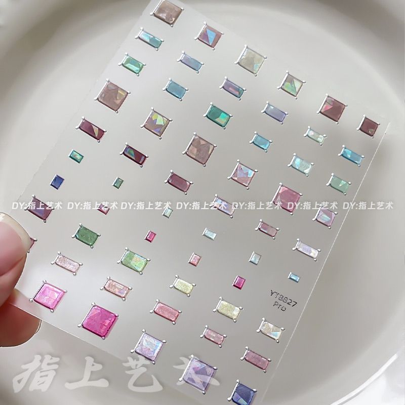 烫银镭射幻彩晶石美甲贴
