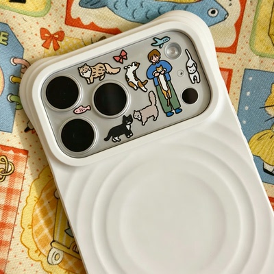 韩系ins可爱卡通插画苹果手机壳iphone17贴纸镜头diy贴纸指甲贴