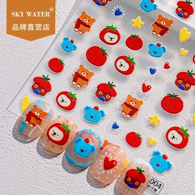 Sky Water Brand 可爱小熊&番茄美甲贴纸6D浮雕diy立体水杯贴纸~~