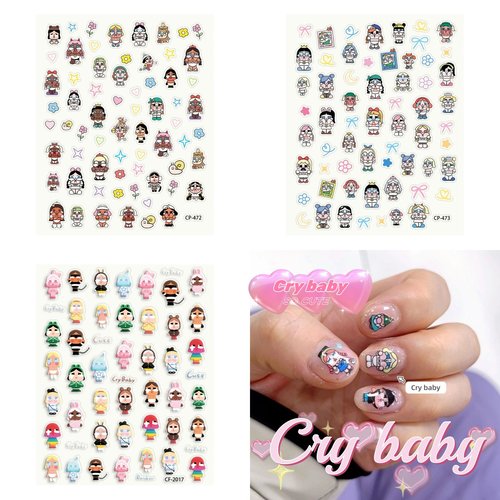 爆款可爱哭娃美甲贴纸