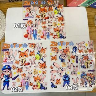 电影疯狂动物城朱迪和尼克美甲贴纸果冻立体diy情侣手机壳背胶贴