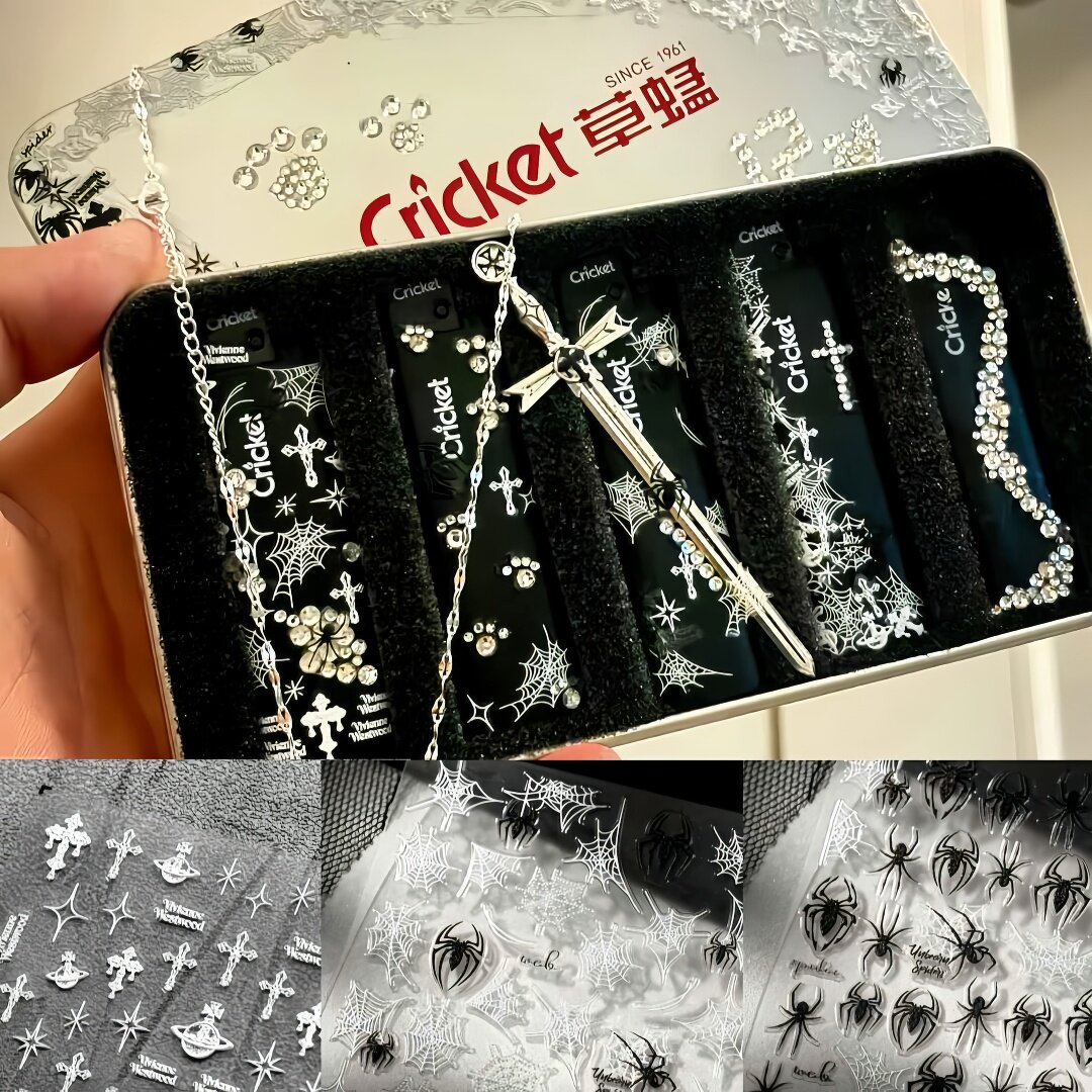 复古欧美土星蜘蛛网十字架diy贴