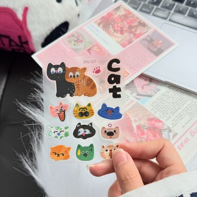 现货高颜值cat小猫果冻贴纸