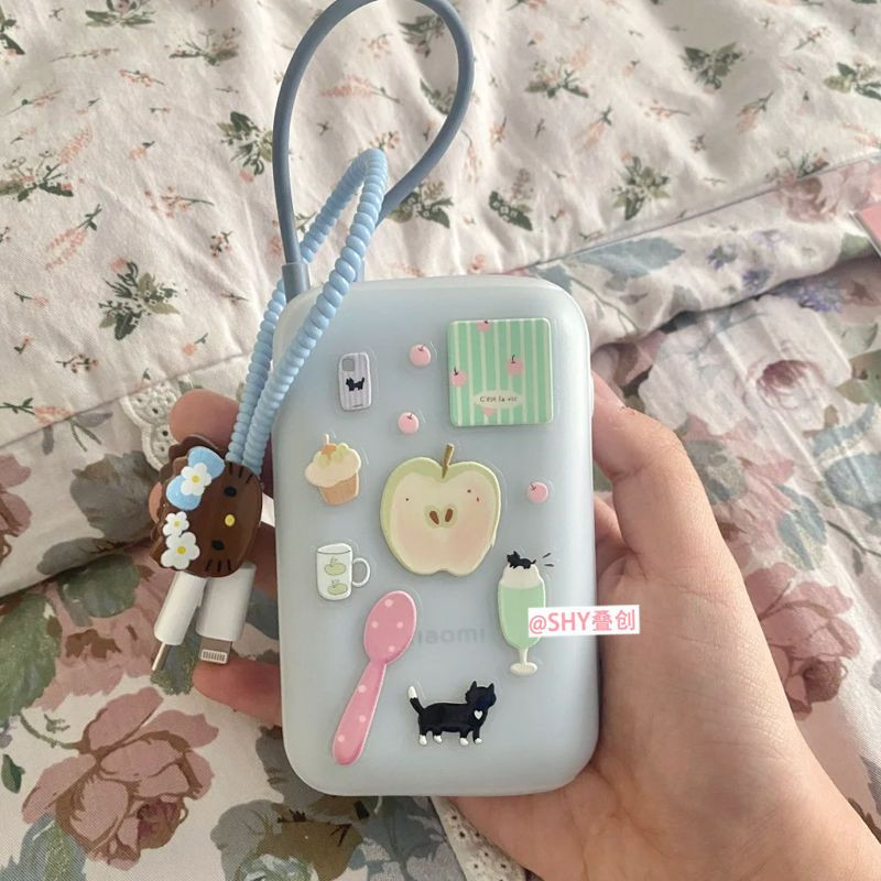 韩系同款可爱ins插画小猫苹果果冻贴纸高颜值diy电脑手机壳装饰贴