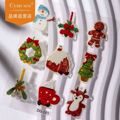 新款果冻圣诞雪人圣诞树卡通浮雕DIY水杯电脑装饰手机壳贴