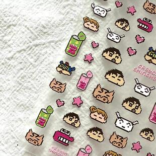 小红书同款可爱蜡笔小新浮雕立体小白猪猪美甲贴纸像素风卡哇伊贴