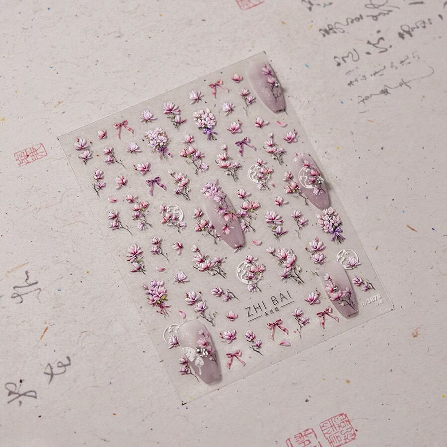 国潮中式白粉玉兰南国之花浮雕款