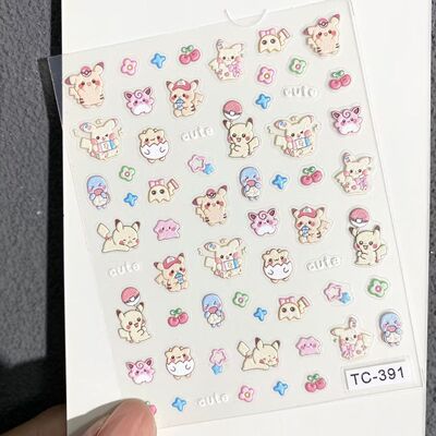 日系宝可梦皮卡丘浮雕美甲饰品