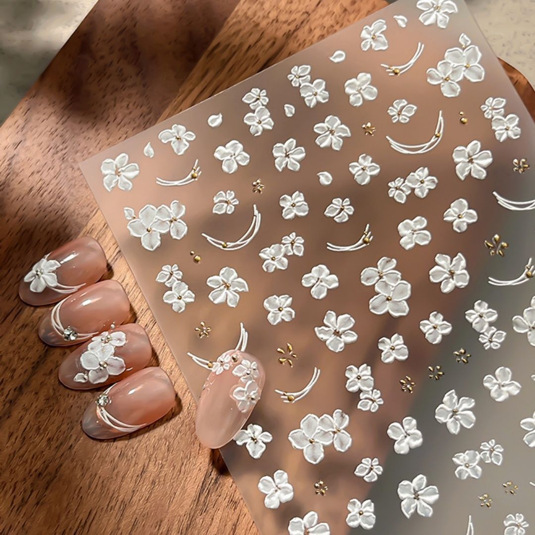 樱花立体金属纯色小花浮雕贴