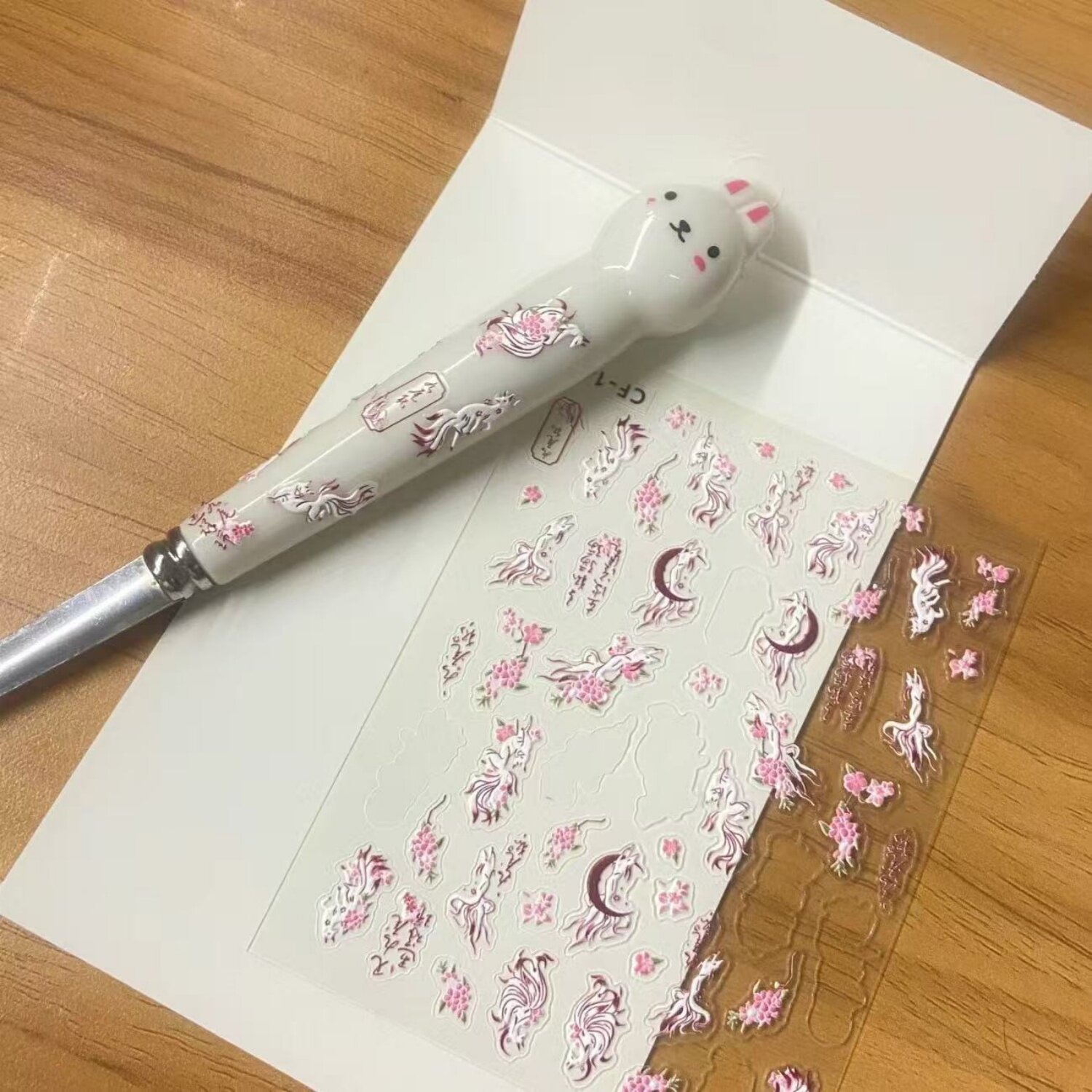 浮雕美甲贴纸日系九尾狐