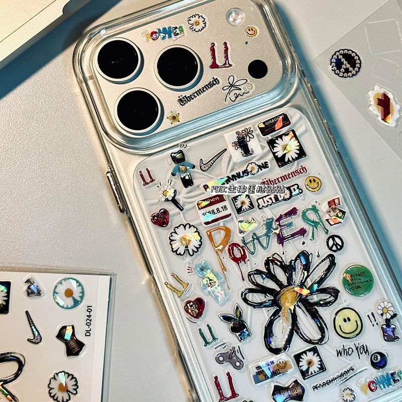 小红书GD权志龙应援贴烫银镭射果冻立体贴纸向日葵diy手机壳咕卡