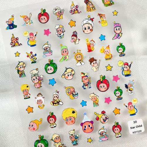 爆款可爱苹果头套星星泡泡贴纸卡通手机diy指甲装饰品水杯防水ccd