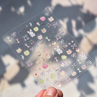 涂鸦可爱粉色平面小狗美甲贴纸定制派对蛋糕儿童diy水杯相机ccd贴
