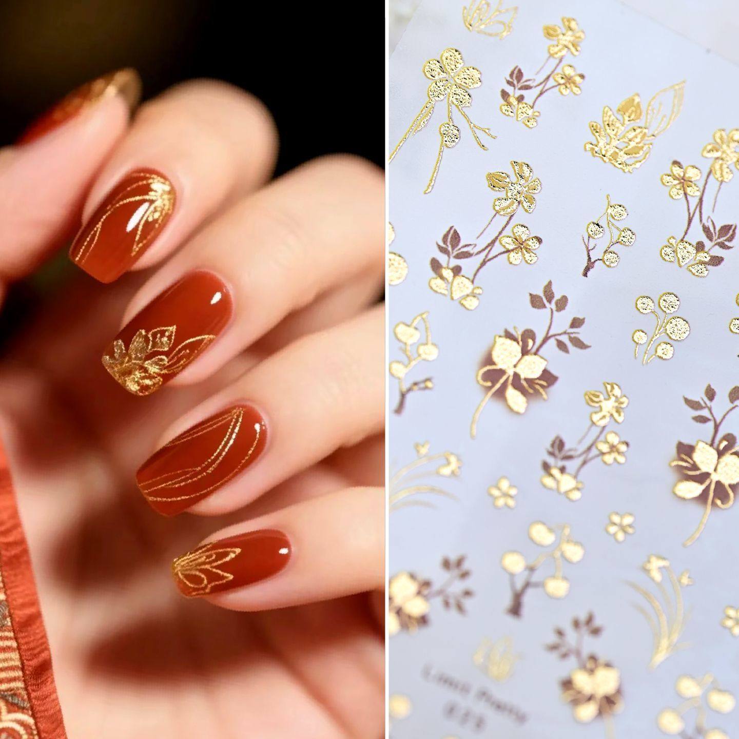 2026新款烫金招财富贵金箔花境美甲贴纸复古金花背胶指甲贴纸烫金,彩妆/香水/美妆工具,指甲装饰,淘宝优惠券,粉丝福利购,淘宝优惠卷