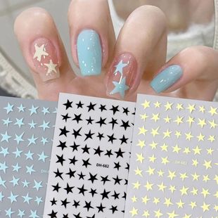 马卡龙y2k五角星星指甲贴花饰品简约百搭背胶不规则五角星美甲贴