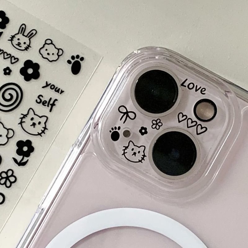 美甲可爱猫咪小狗手绘贴纸猫爪图案童趣英文涂鸦贴花指甲装饰贴