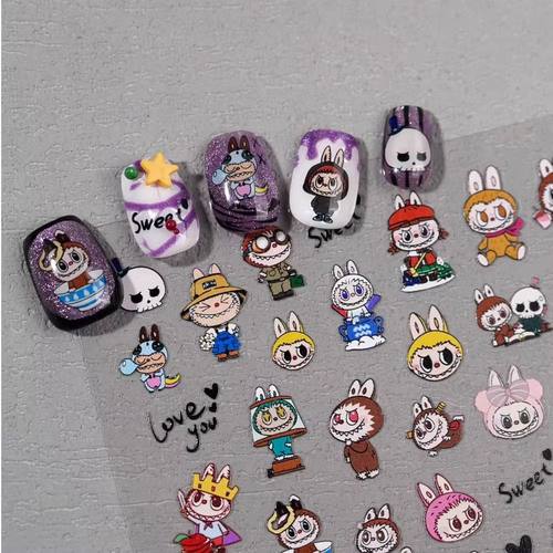 爆款可爱拉布布立体卡通美甲贴纸