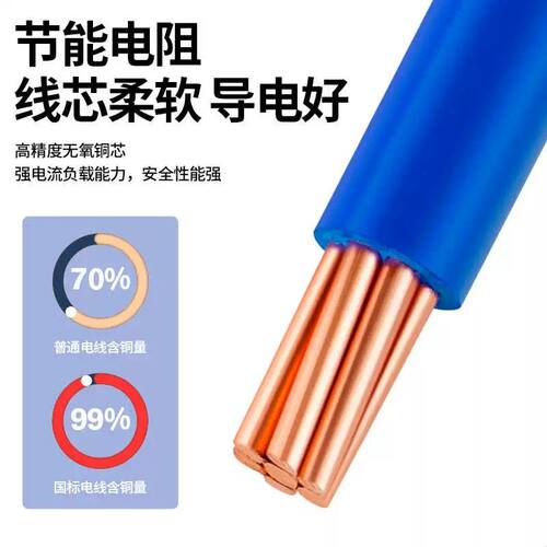 南洋 家用家装硬线 BV 1.5 2.5 4 6平方10单股铜芯国标铜线 一卷