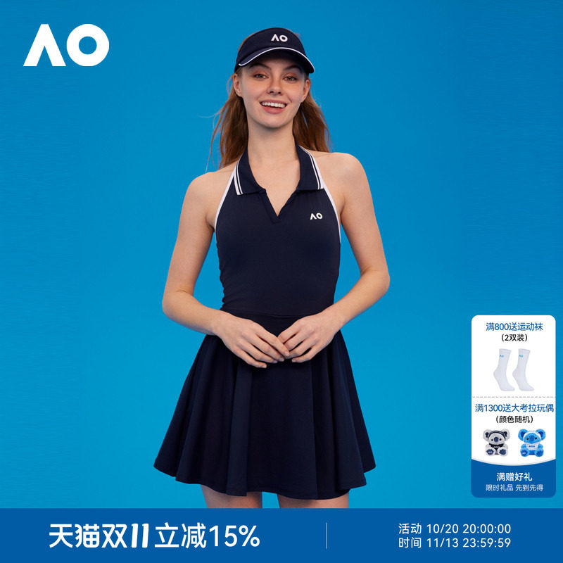 AO澳网运动连衣裙夏装款露背设计宽松百搭露背防走光网球裙女
