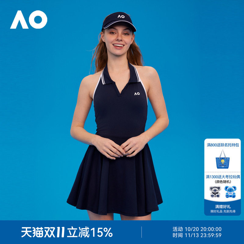 AO澳网运动连衣裙夏装款露背设计宽松百搭露背防走光网球裙女