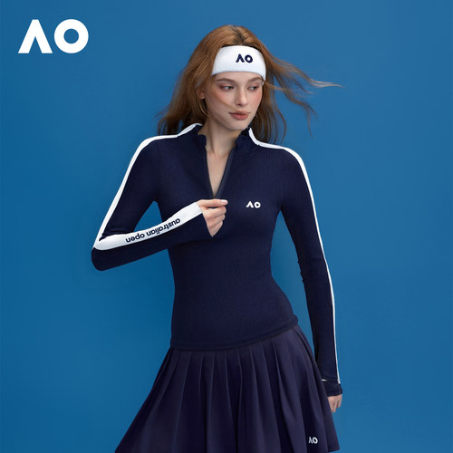 AO澳网撞色长袖运动卫衣女