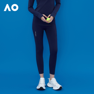 AO澳网秋冬新款经典AO侧口袋加绒网球服运动长裤瑜伽裤训练健身
