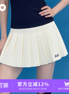 AO澳网经典宽百褶运动网球半裙女带底裤训练健身运动短裙网球服