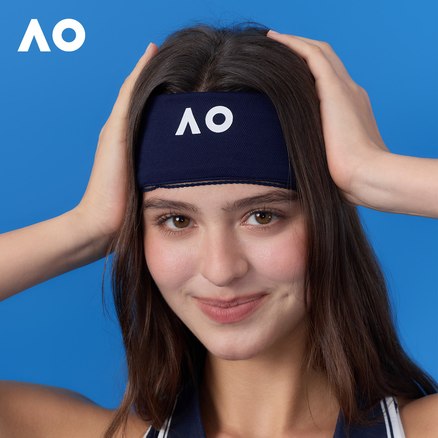 AO澳网运动发带网球花边装饰单导速干加宽头带吸汗止汗女士头巾