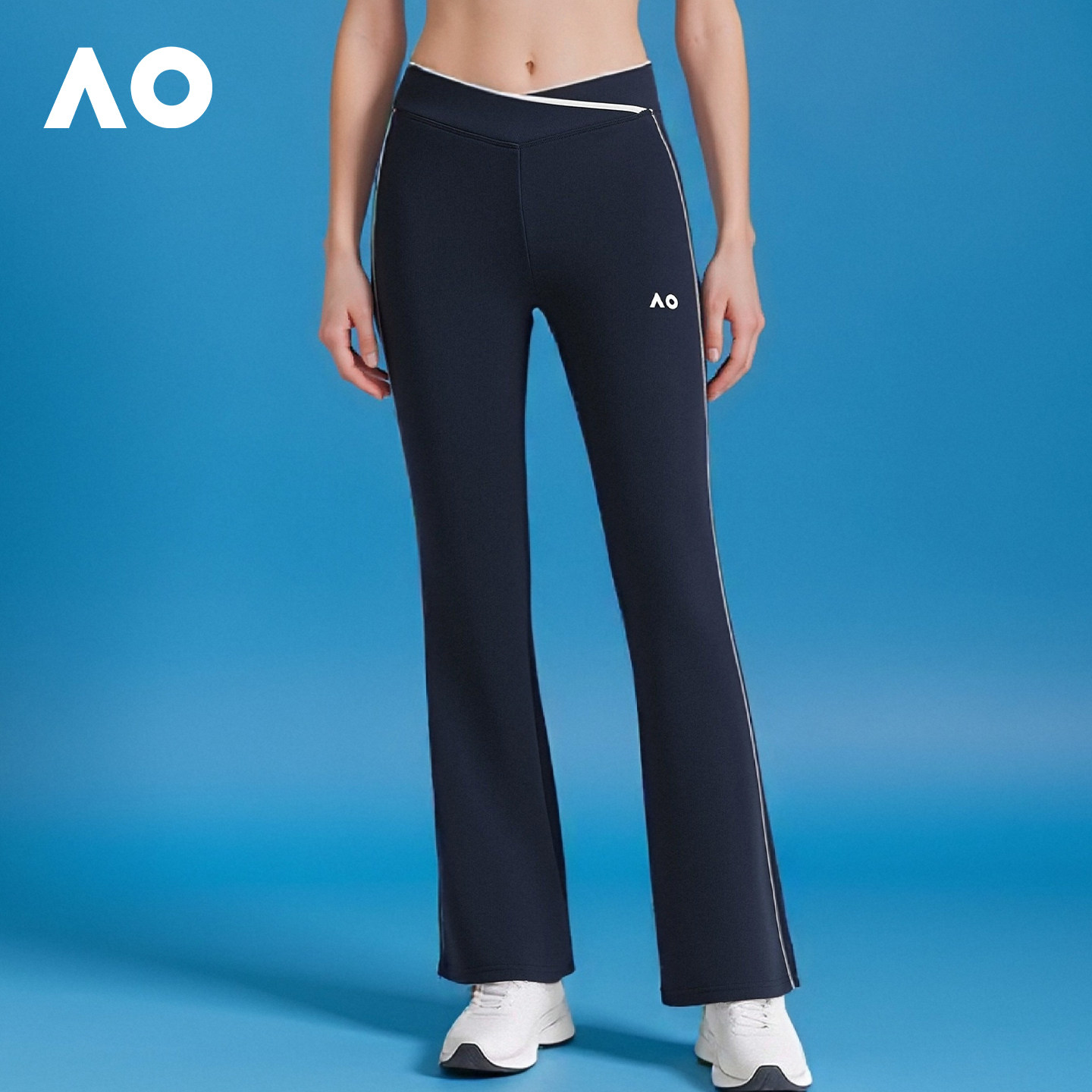 AO澳网新款运动长裤经典高弹运动喇叭裤显瘦瑜伽网球服女休闲裤子