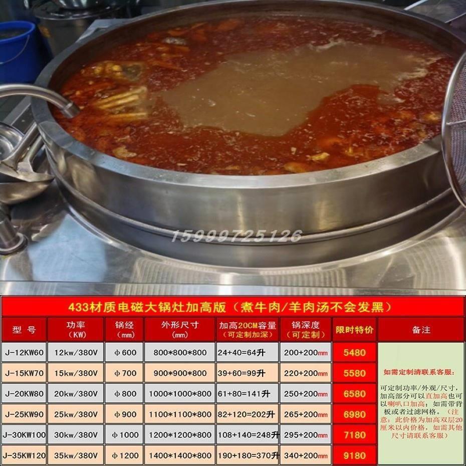 商用电磁炉大锅灶443煮羊肉粉电肉汤锅拉面煮面锅卤煮锅锅加高牛