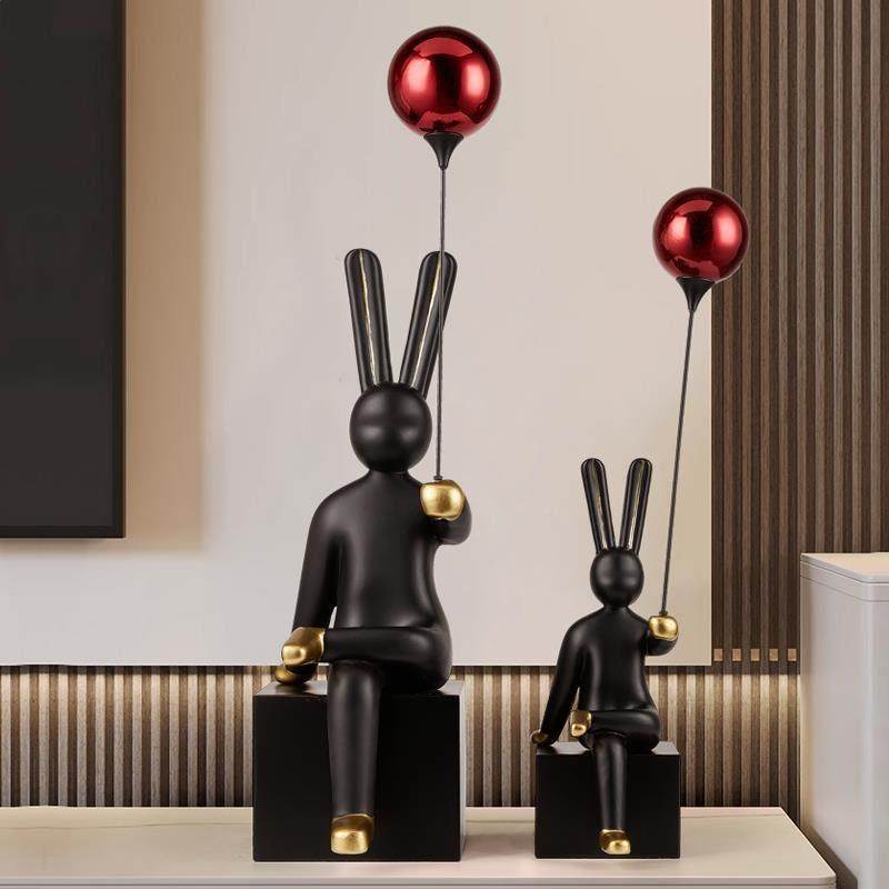 代现轻奢气球兔摆件竖高壁感龛玄关电视厅柜客小众气球兔翘高级家,家居饰品,落地摆件,淘宝优惠券,粉丝福利购,淘宝优惠卷