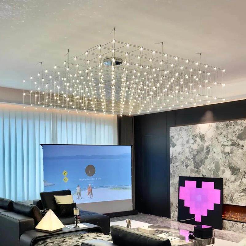 新款客厅主灯吊灯高级感意式简约现代餐厅家用满天星光立方萤火虫