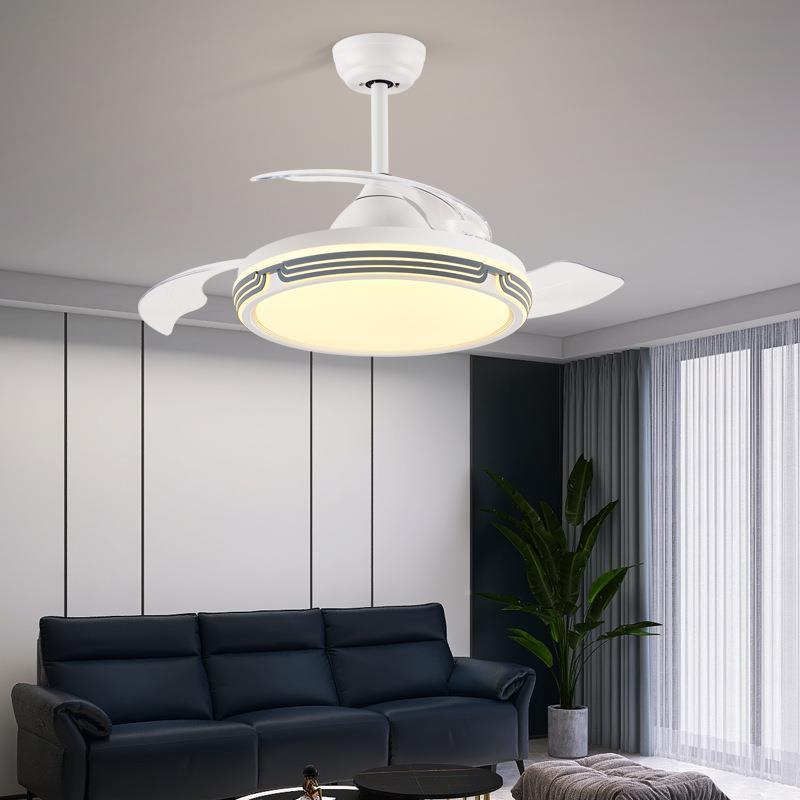 音简约现代风扇灯客厅餐厅卧室创意吊灯扇灯家电用静42-YX11带风