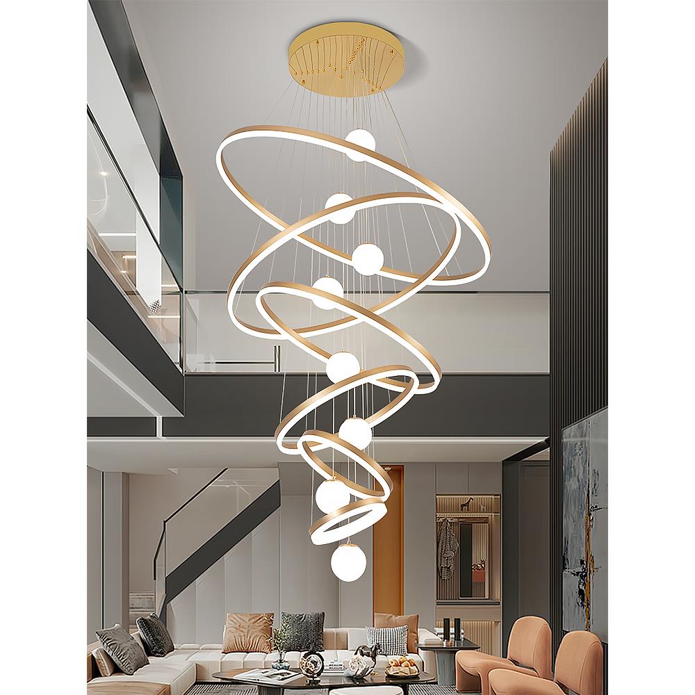 北欧简约现代覆式挑空吊灯客厅中空大灯楼梯别墅大厅lED灯餐厅灯
