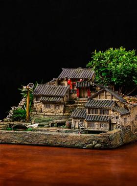 中式微景观盆景办公室桌面绿植盆栽客厅装饰摆件农家小院微缩模型